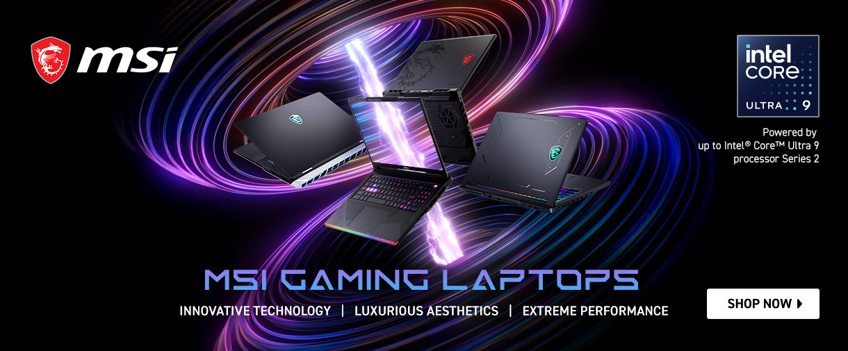 MSI Gaming Laptops; Innovative Technology, Luxurious Aesthetics, Extreme Performance; Powered by up to Intel Core Ultra 9 processor Series 2 - SHOP NOW